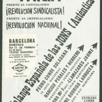 Mitin: frente al capitalismo : ¡revolución sindicalista! : frente al imperialismo : ¡revolución nacional!