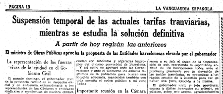 La Vanguardia 6 de marzo de 1951. La claudicación del gobierno franquista